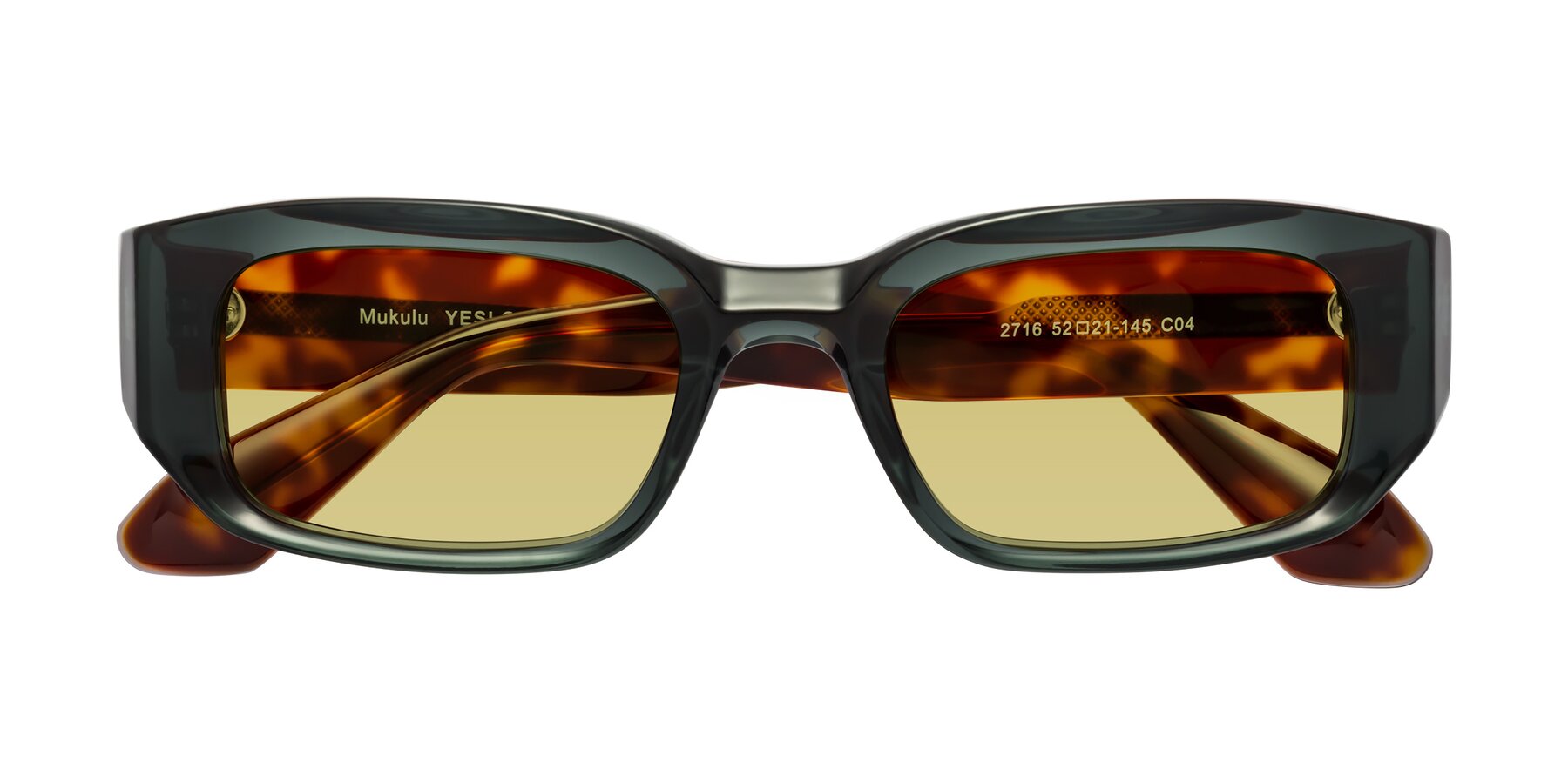 Folded Front of Mukulu in Dark Slate Gray/Tortoise with Medium Champagne Tinted Lenses