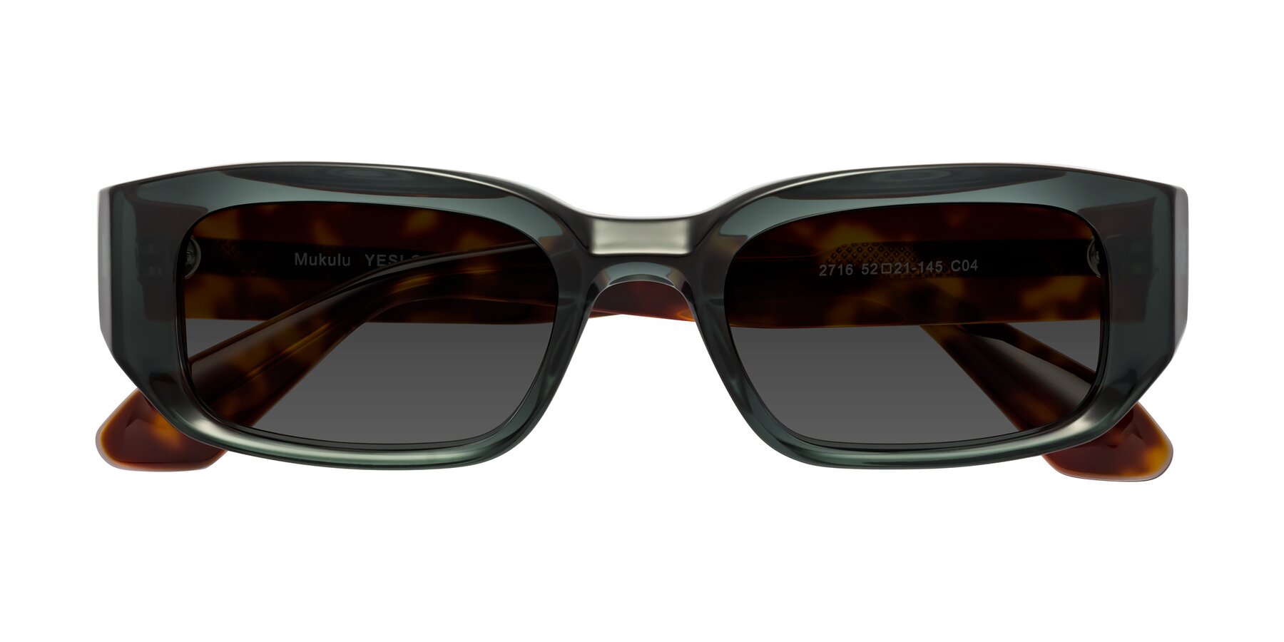 Folded Front of Mukulu in Dark Slate Gray/Tortoise with Gray Tinted Lenses