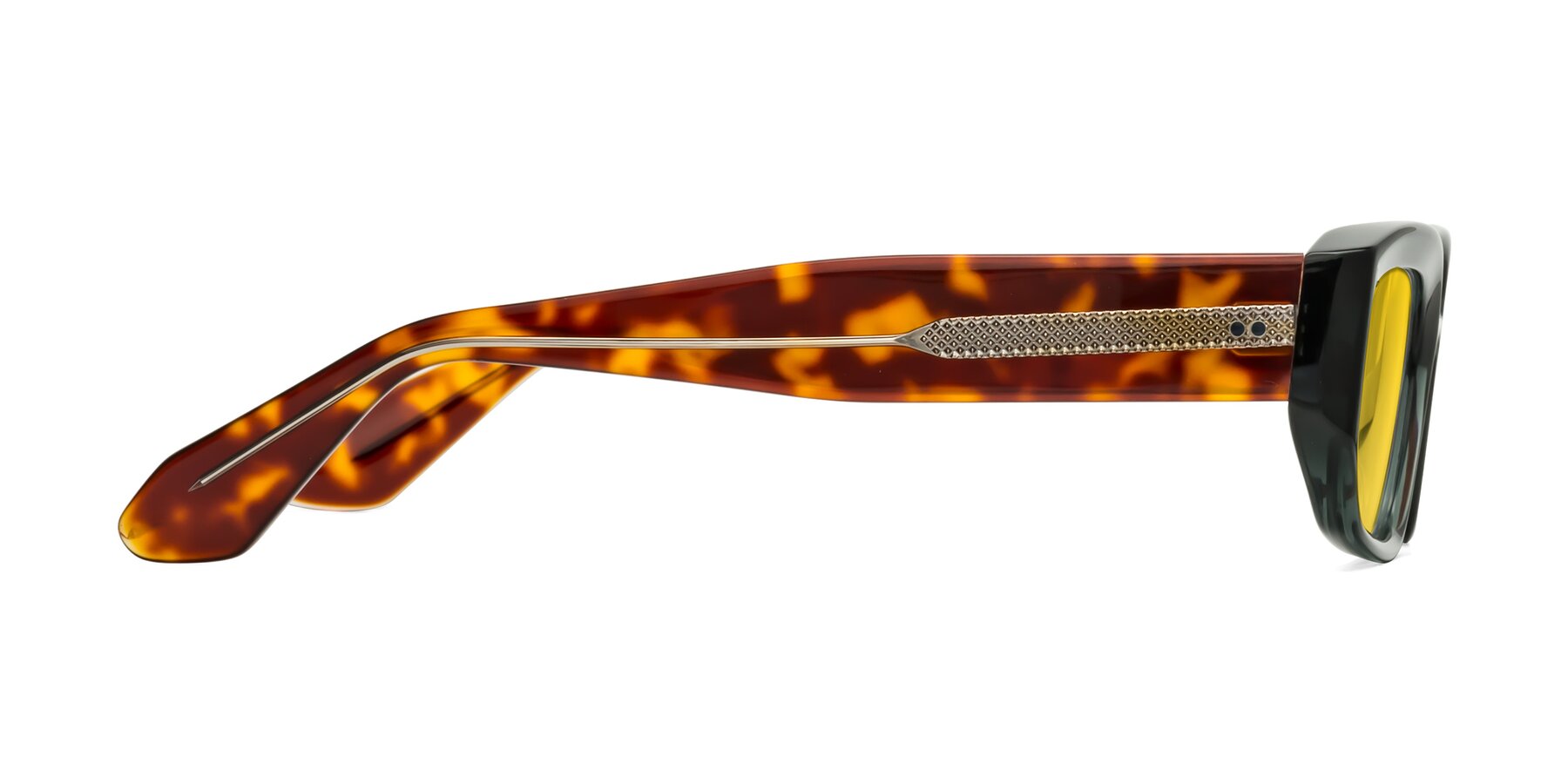 Side of Mukulu in Dark Slate Gray/Tortoise with Yellow Tinted Lenses