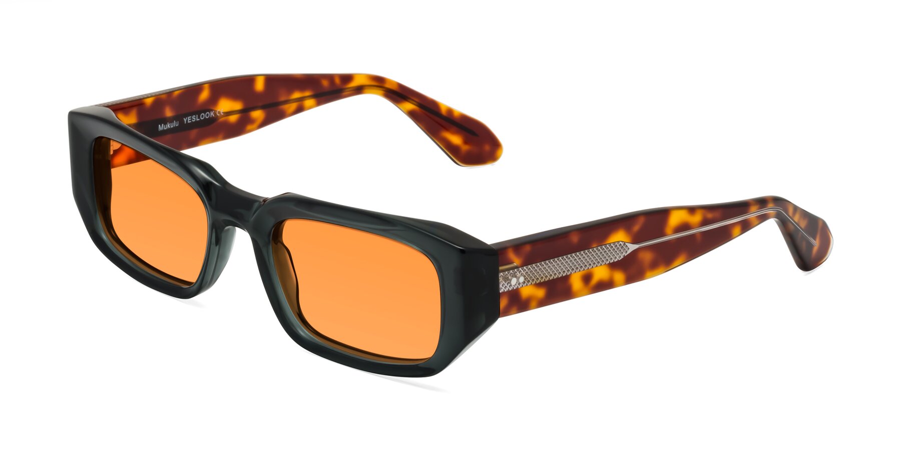 Angle of Mukulu in Dark Slate Gray/Tortoise with Orange Tinted Lenses