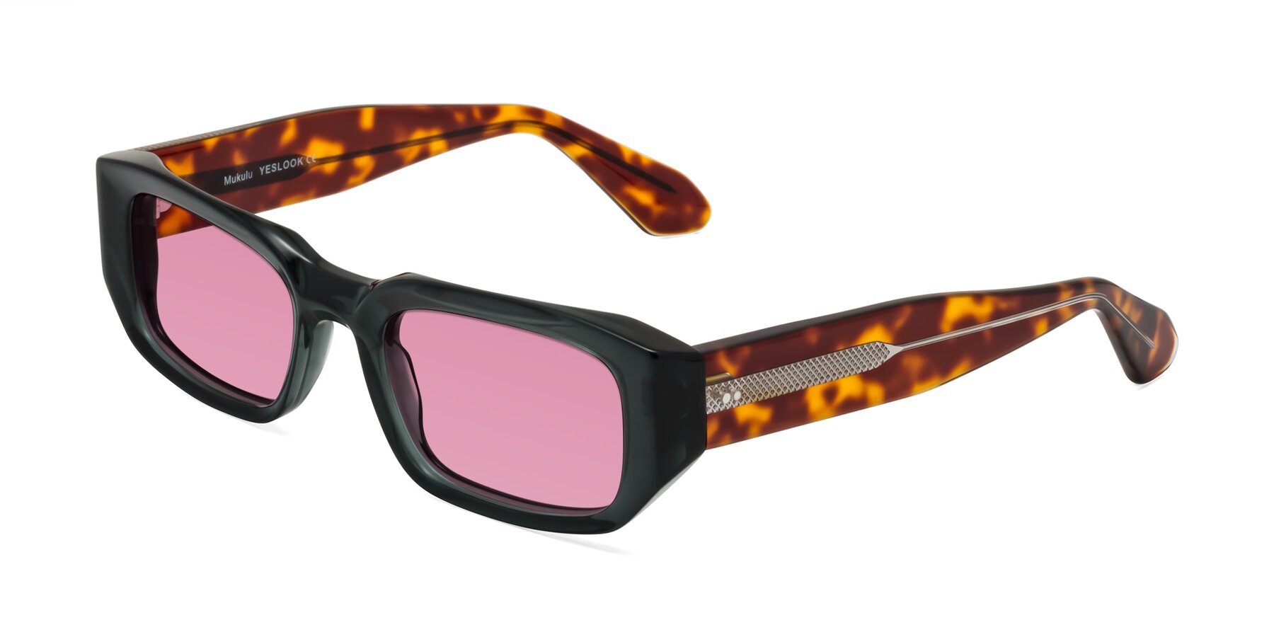 Angle of Mukulu in Dark Slate Gray/Tortoise with Medium Wine Tinted Lenses