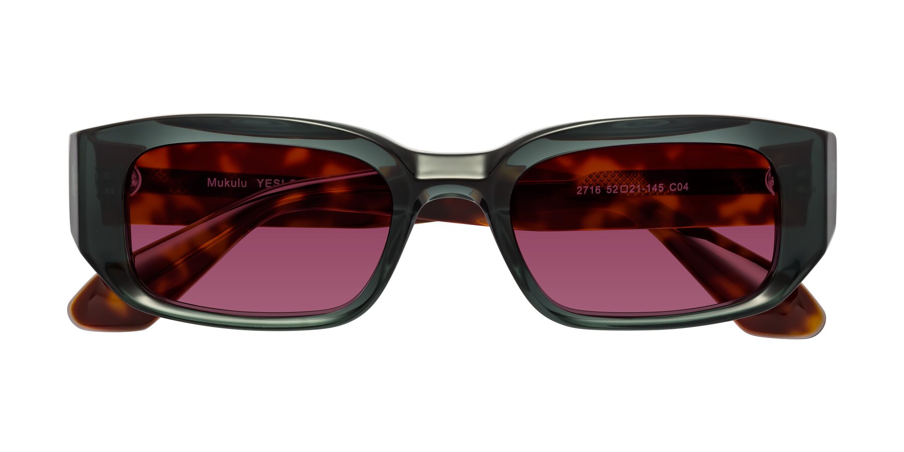 Folded Front of Mukulu in Dark Slate Gray/Tortoise with Wine Tinted Lenses
