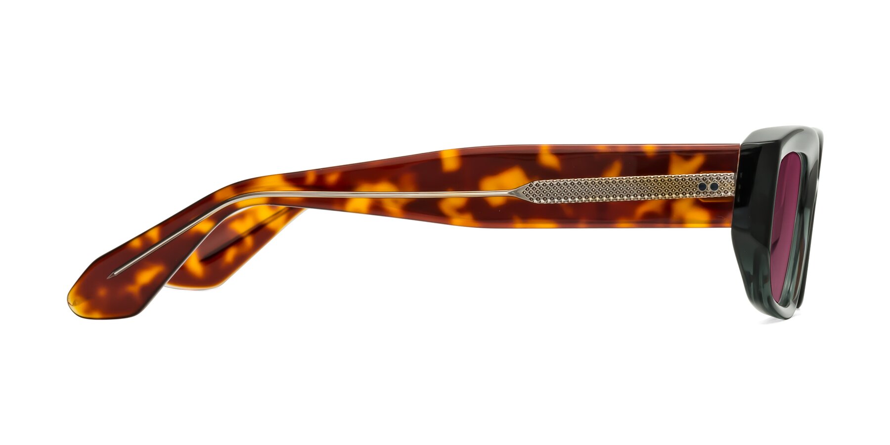 Side of Mukulu in Dark Slate Gray/Tortoise with Wine Tinted Lenses