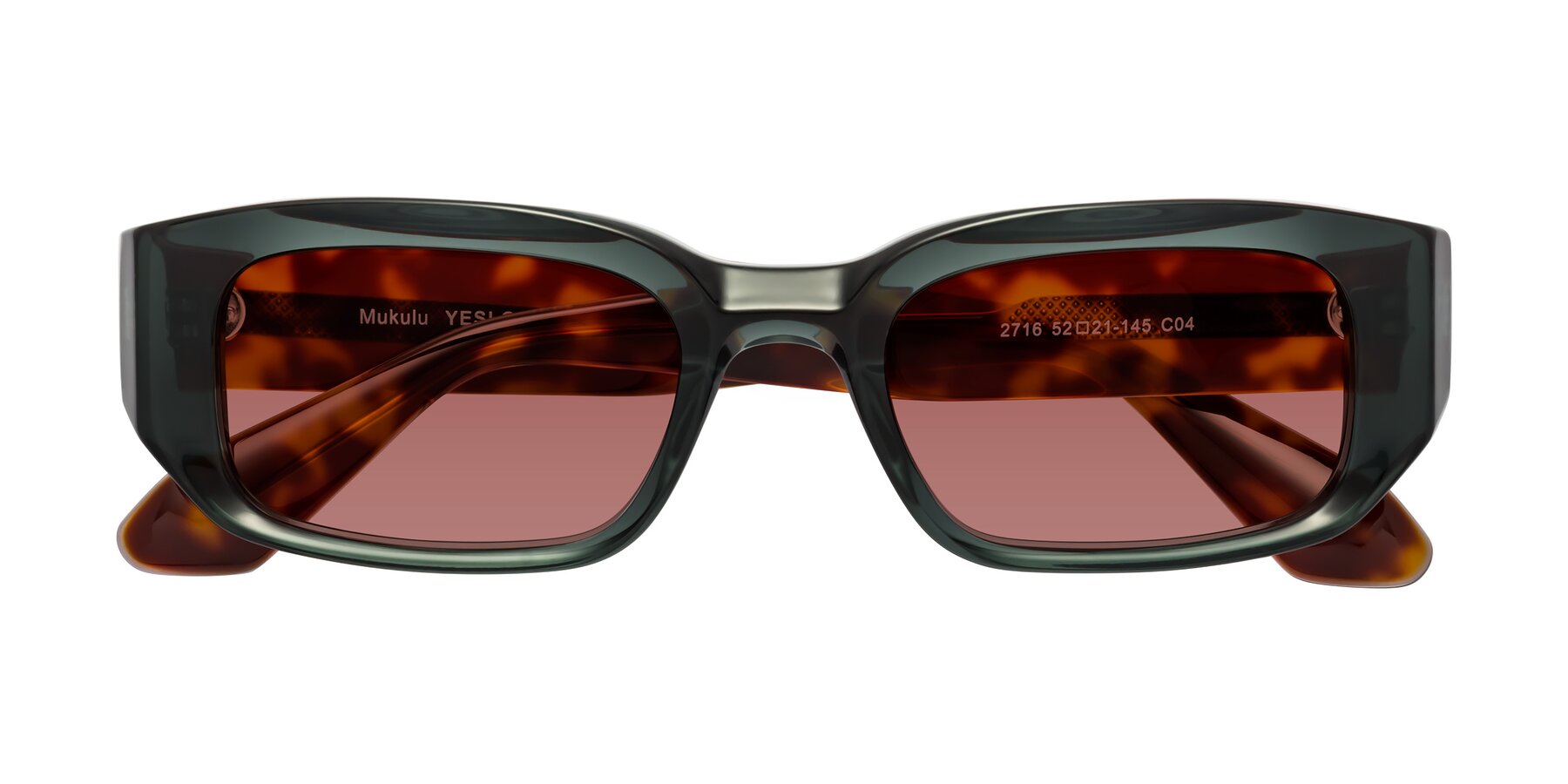 Folded Front of Mukulu in Dark Slate Gray/Tortoise with Garnet Tinted Lenses
