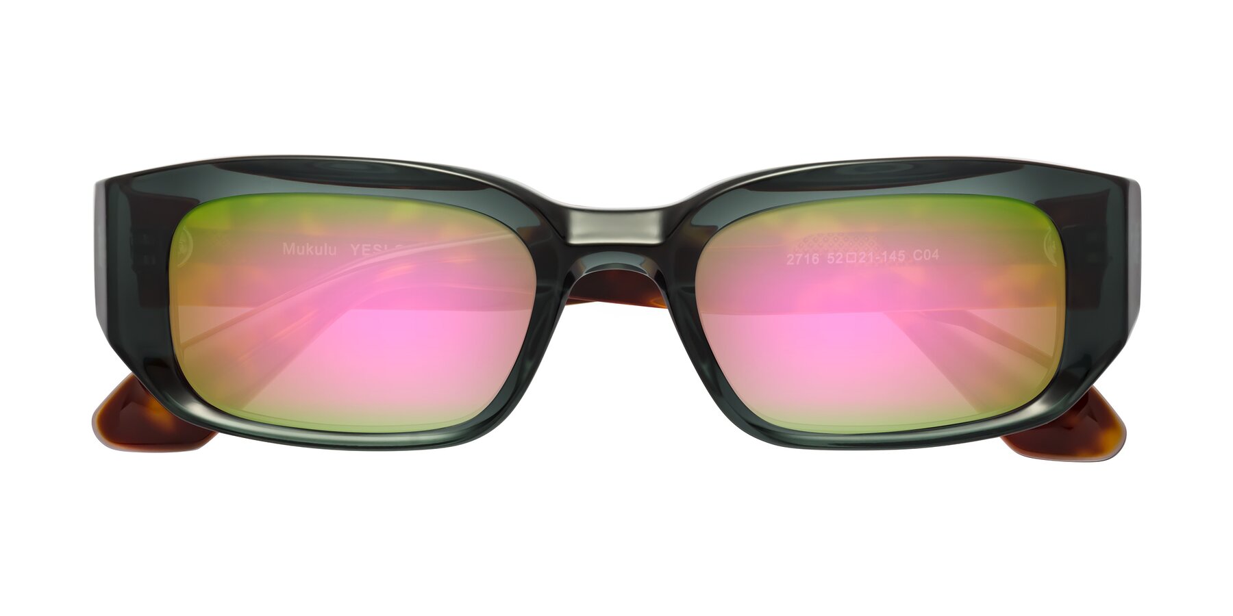 Folded Front of Mukulu in Dark Slate Gray/Tortoise with Pink Mirrored Lenses
