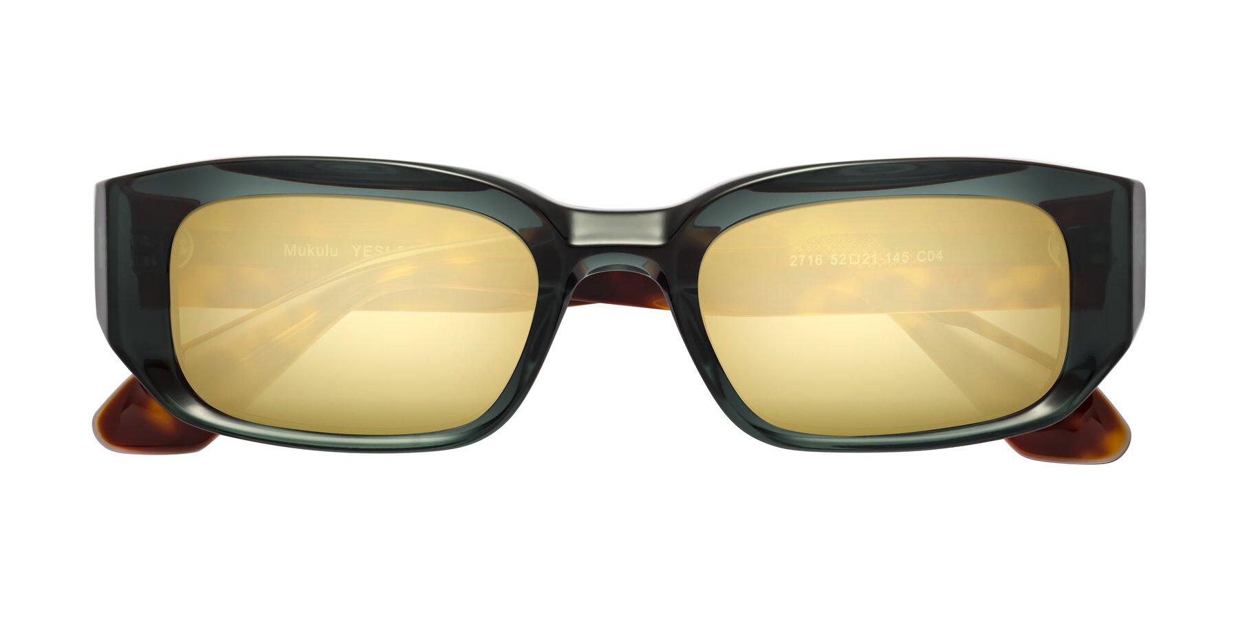 Folded Front of Mukulu in Dark Slate Gray/Tortoise with Gold Mirrored Lenses