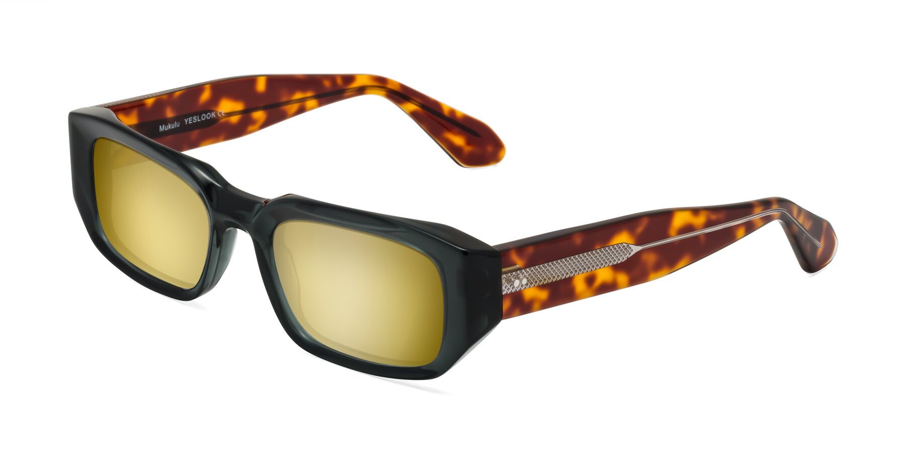 Angle of Mukulu in Dark Slate Gray/Tortoise with Gold Mirrored Lenses
