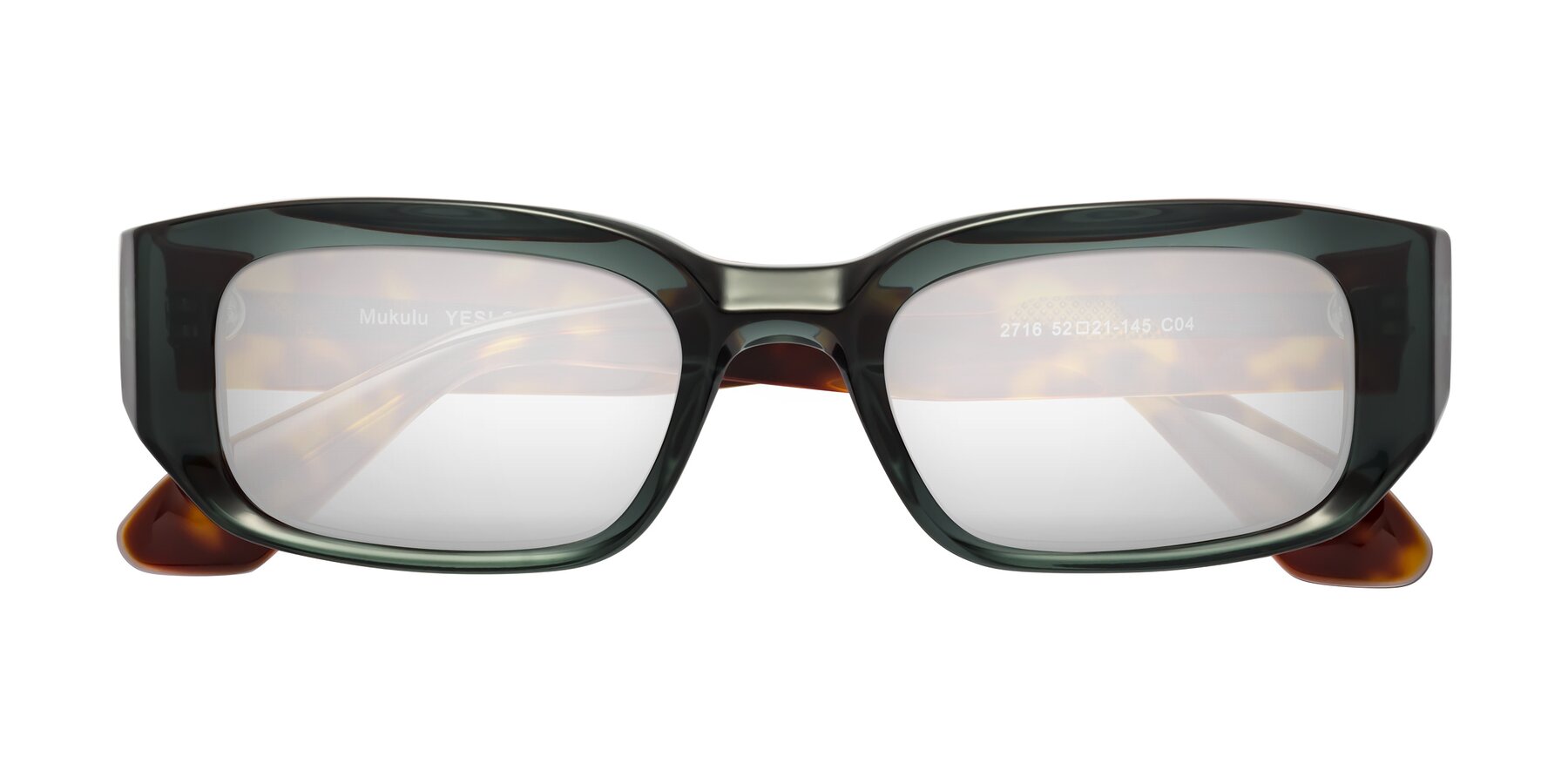 Folded Front of Mukulu in Dark Slate Gray/Tortoise with Silver Mirrored Lenses
