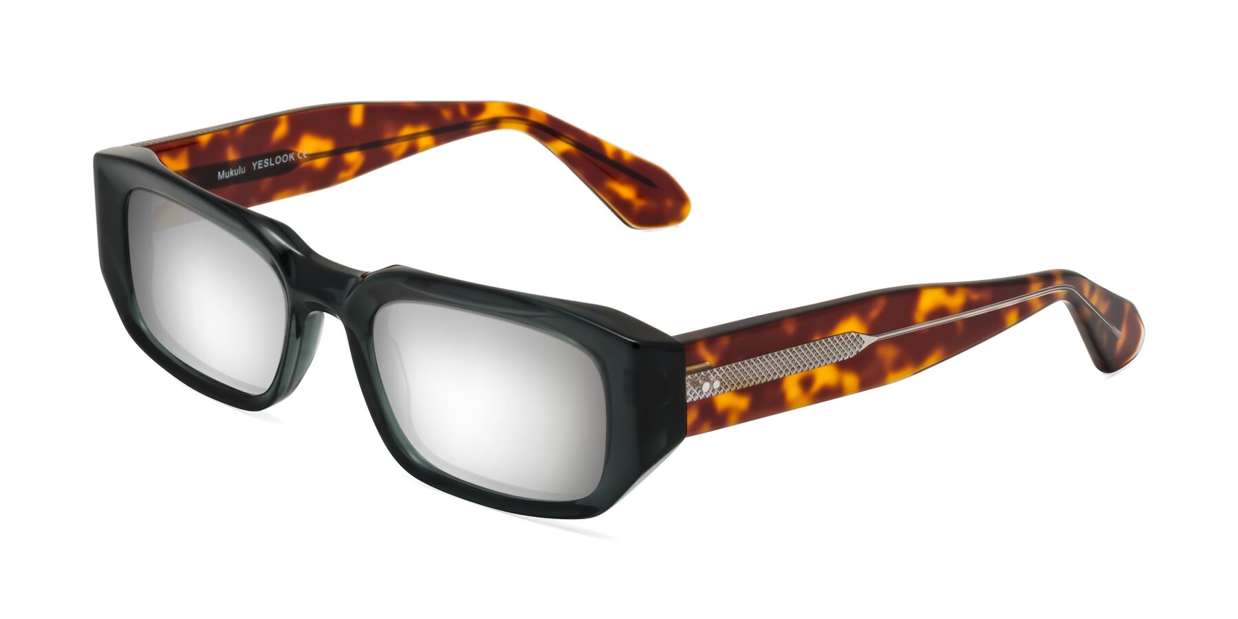 Angle of Mukulu in Dark Slate Gray/Tortoise with Silver Mirrored Lenses