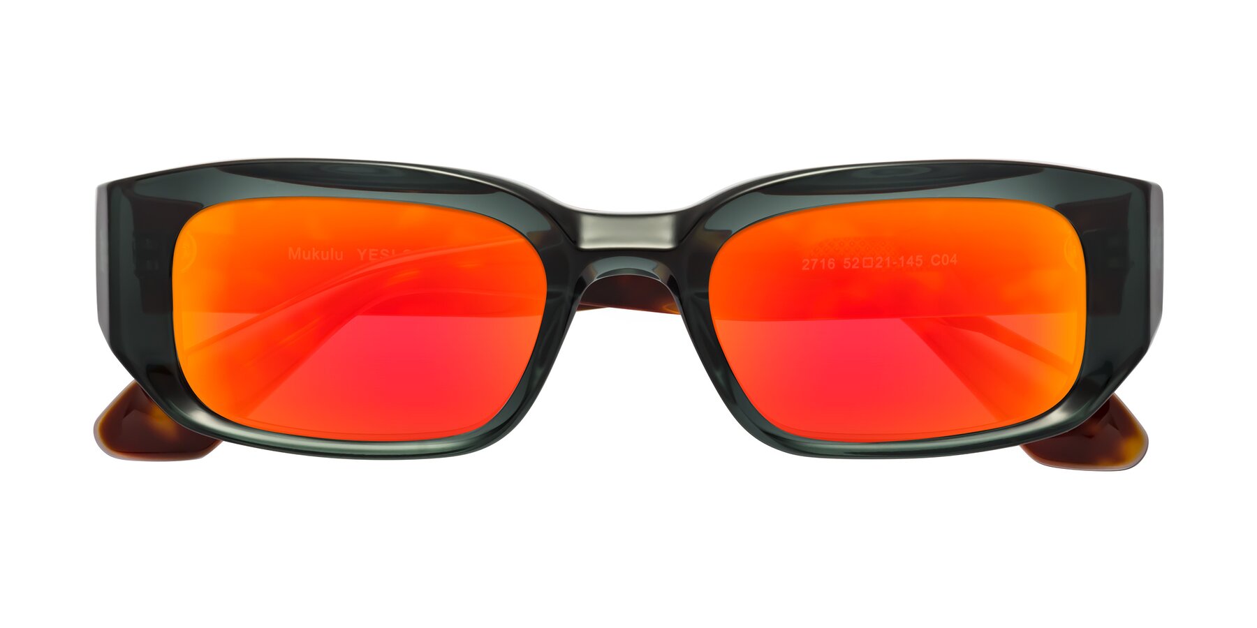 Folded Front of Mukulu in Dark Slate Gray/Tortoise with Red Gold Mirrored Lenses