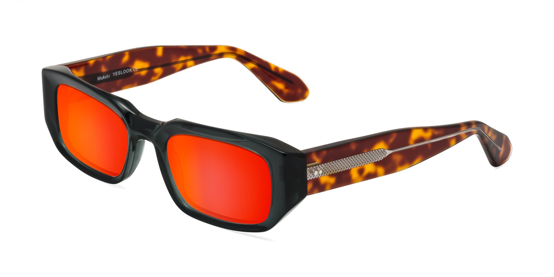 Angle of Mukulu in Dark Slate Gray/Tortoise with Red Gold Mirrored Lenses