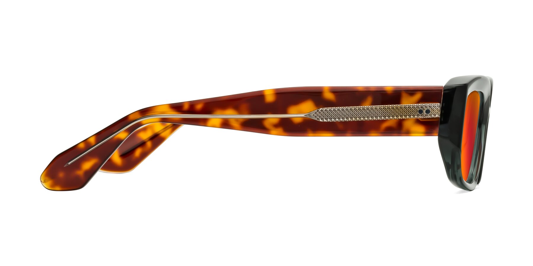 Side of Mukulu in Dark Slate Gray/Tortoise with Red Gold Mirrored Lenses