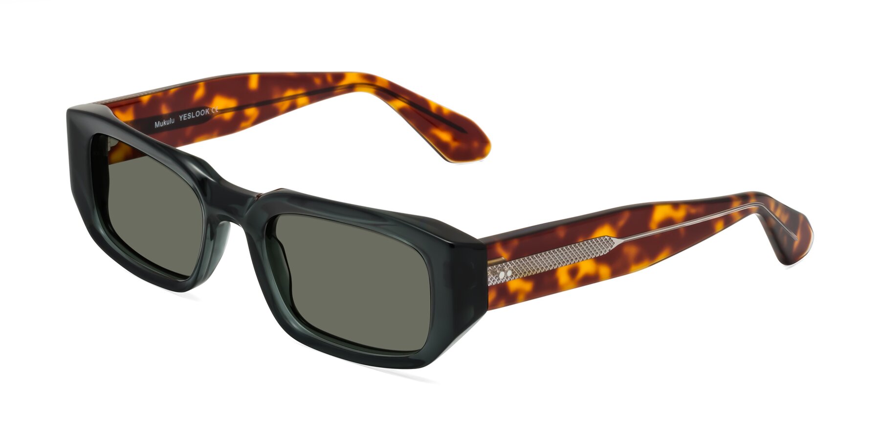 Angle of Mukulu in Dark Slate Gray/Tortoise with Gray Polarized Lenses