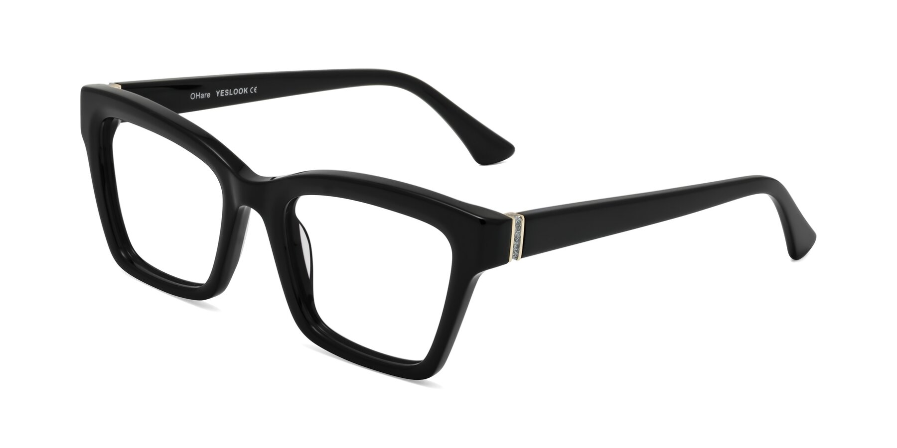 Angle of OHare in Black with Clear Reading Eyeglass Lenses