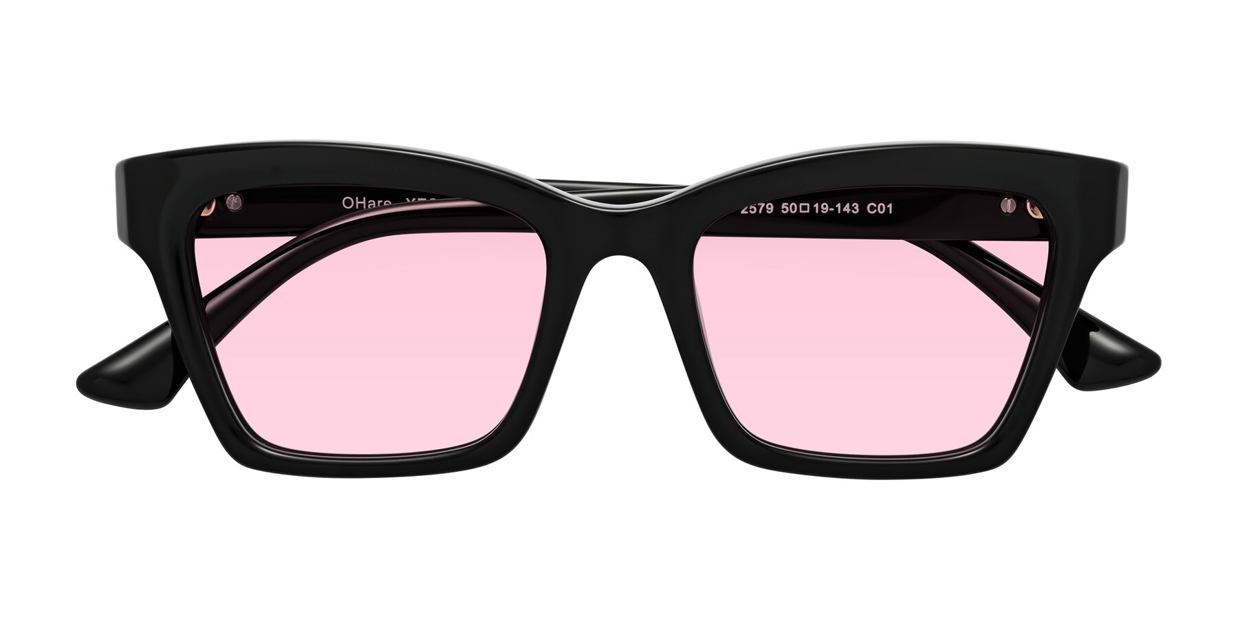 Folded Front of OHare in Black with Light Pink Tinted Lenses