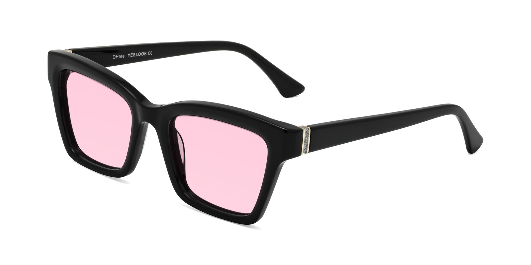 Angle of OHare in Black with Light Pink Tinted Lenses