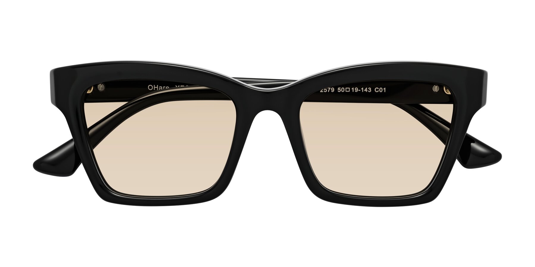 Folded Front of OHare in Black with Light Brown Tinted Lenses