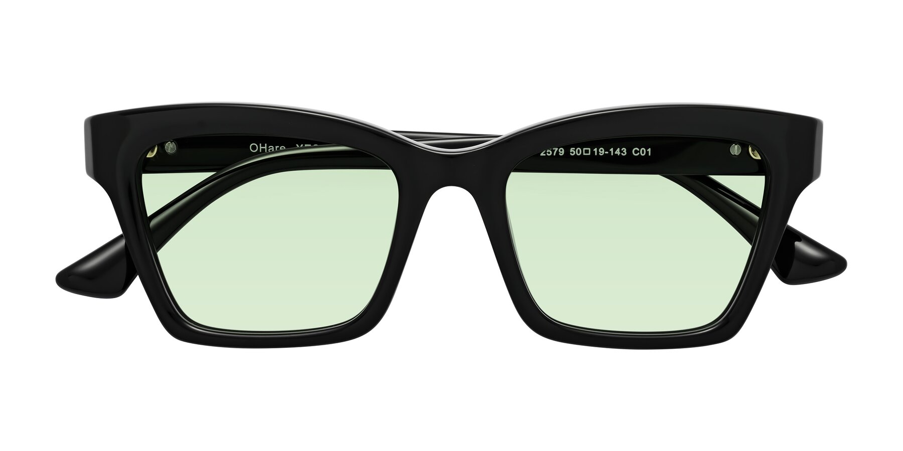 Folded Front of OHare in Black with Light Green Tinted Lenses