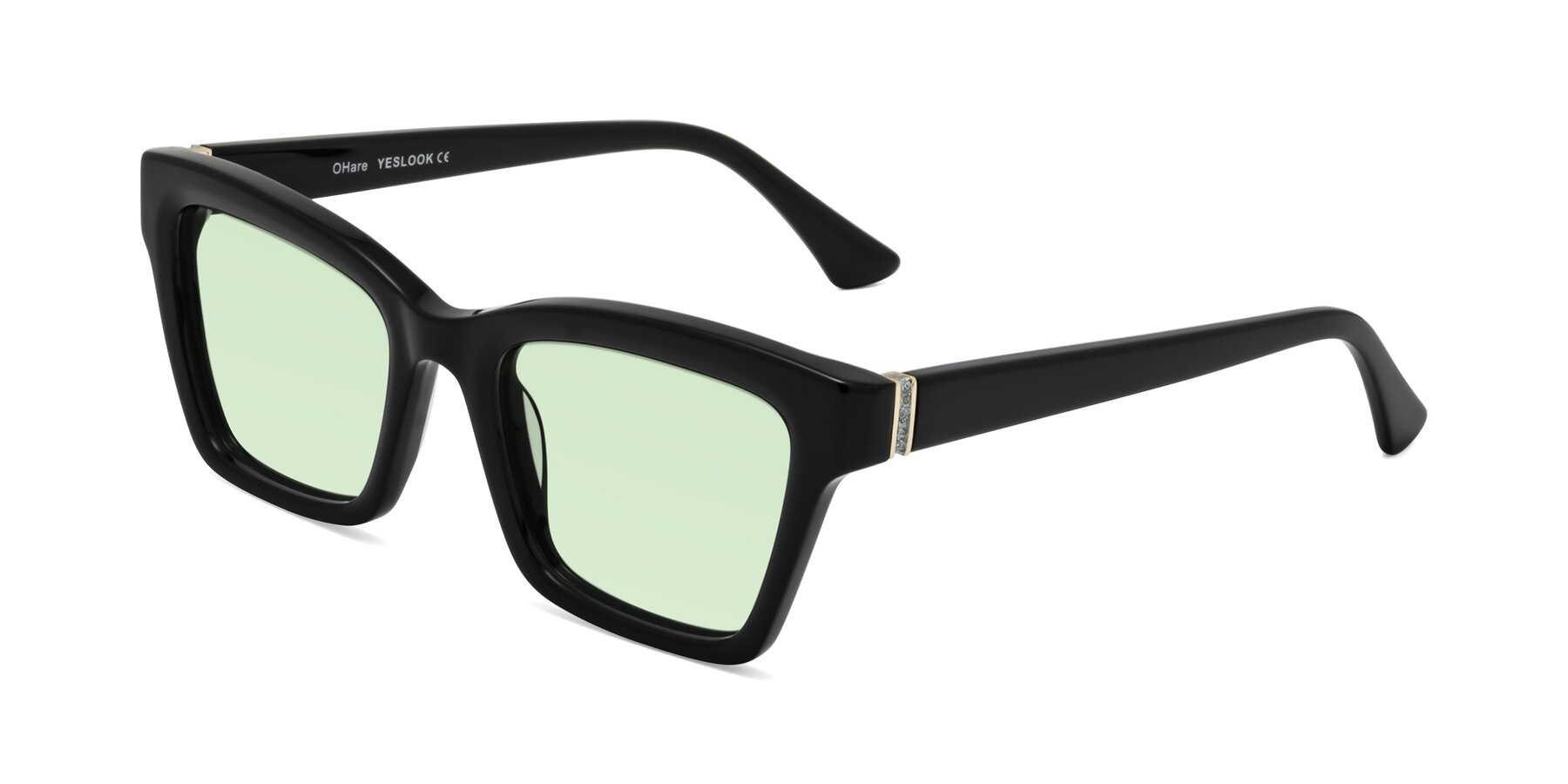 Angle of OHare in Black with Light Green Tinted Lenses
