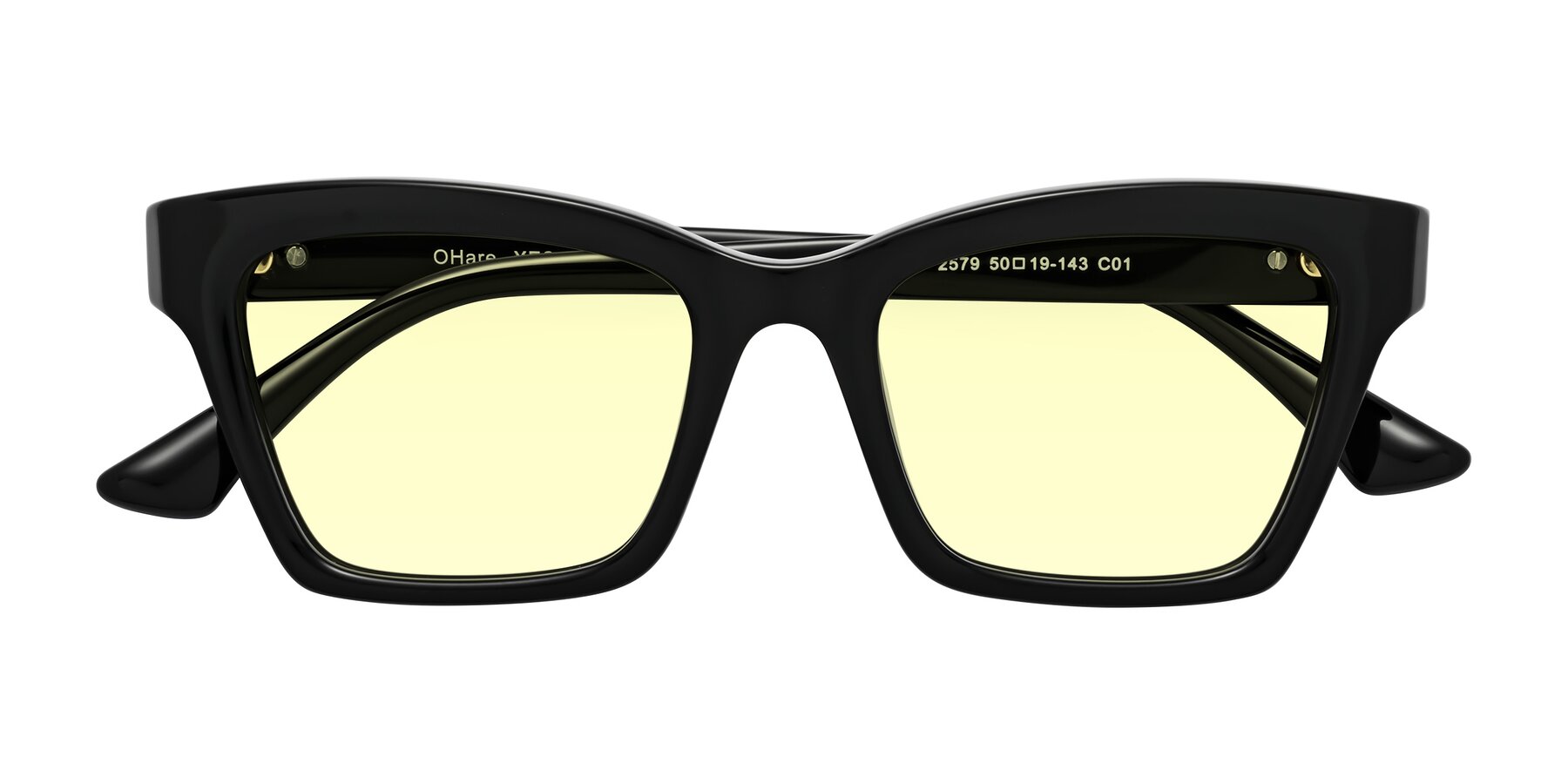 Folded Front of OHare in Black with Light Yellow Tinted Lenses