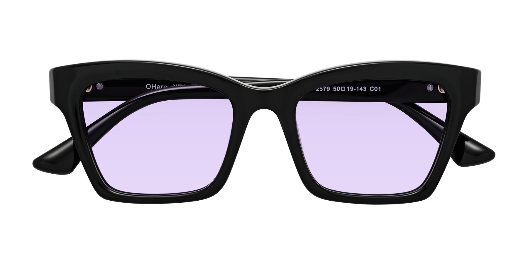 Folded Front of OHare in Black with Light Purple Tinted Lenses