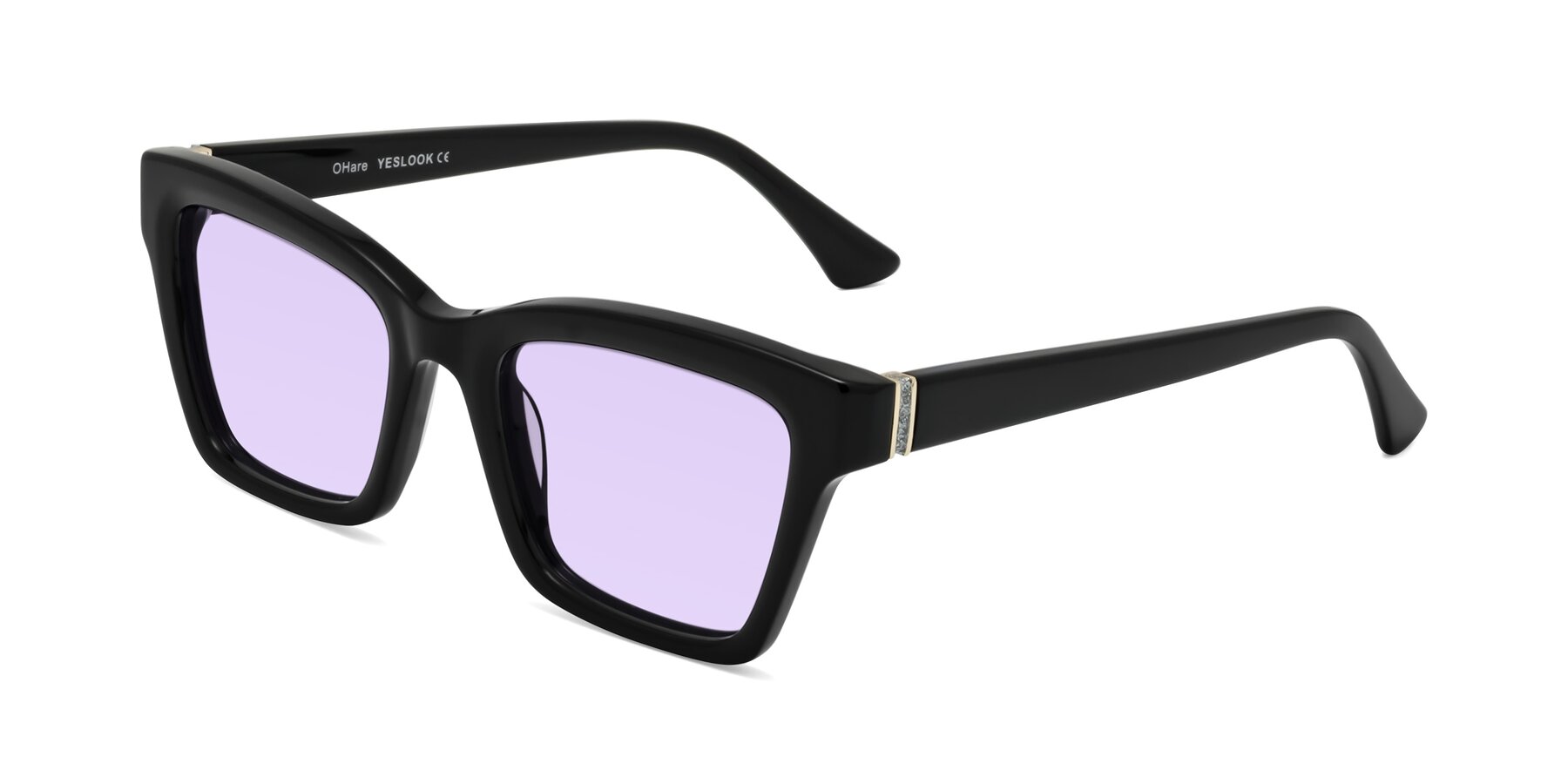 Angle of OHare in Black with Light Purple Tinted Lenses