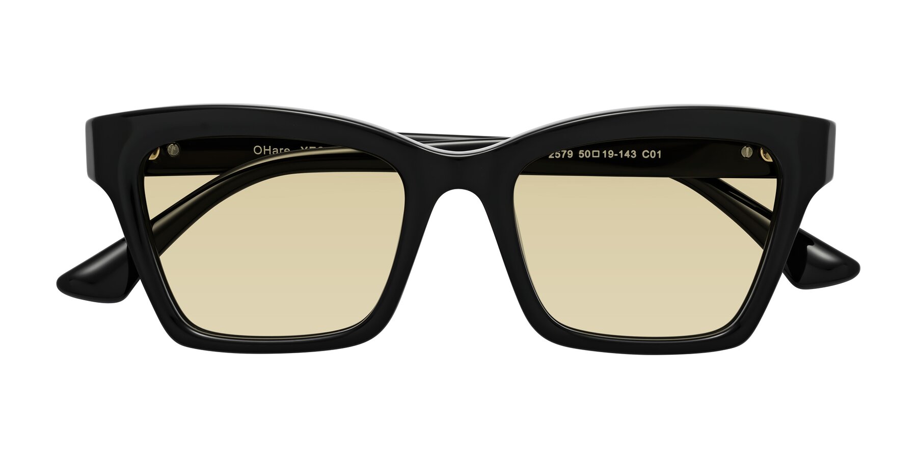 Folded Front of OHare in Black with Light Champagne Tinted Lenses