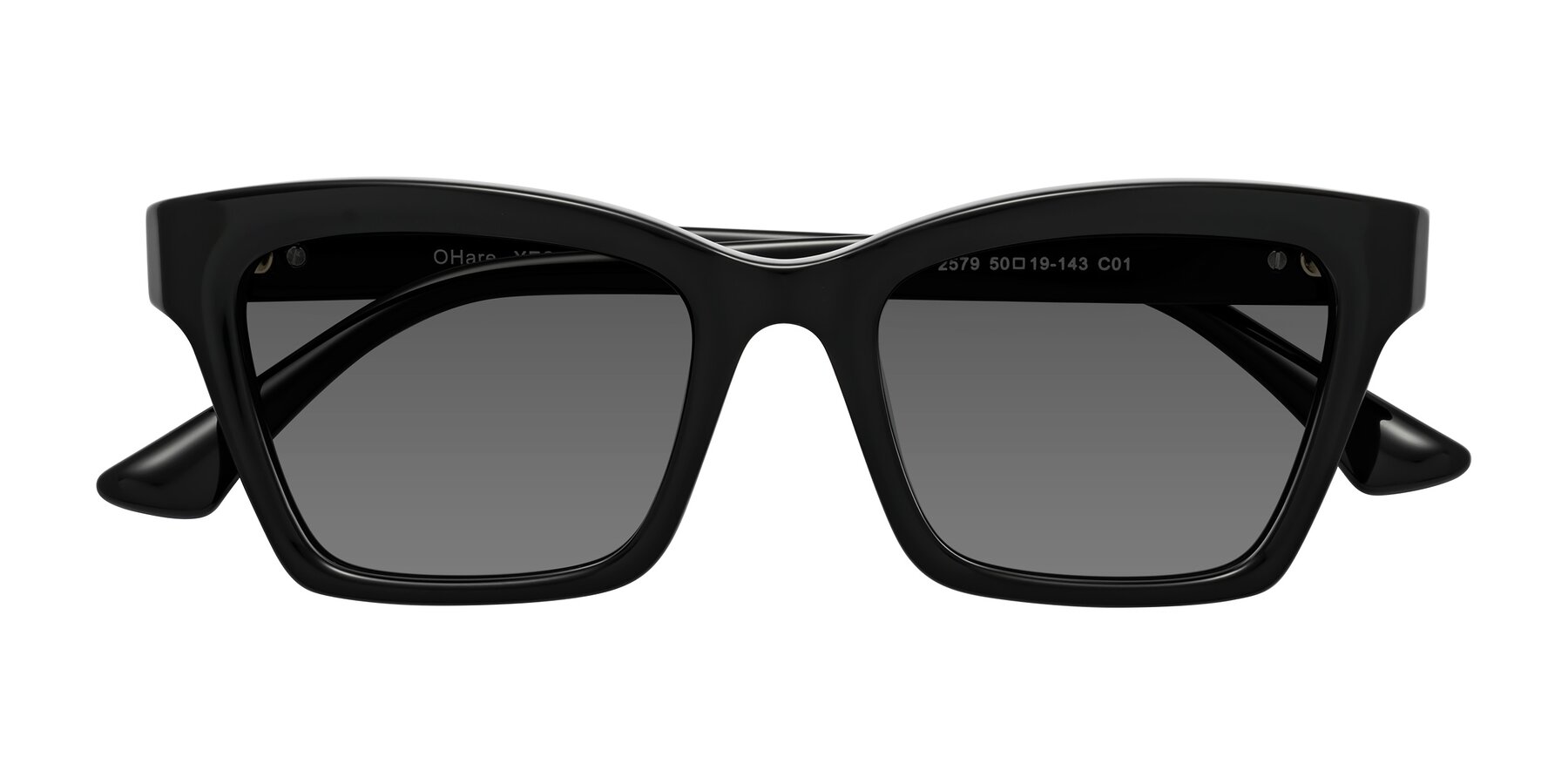 Folded Front of OHare in Black with Medium Gray Tinted Lenses