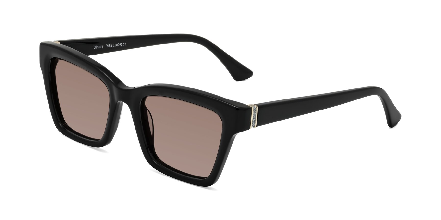 Angle of OHare in Black with Medium Brown Tinted Lenses