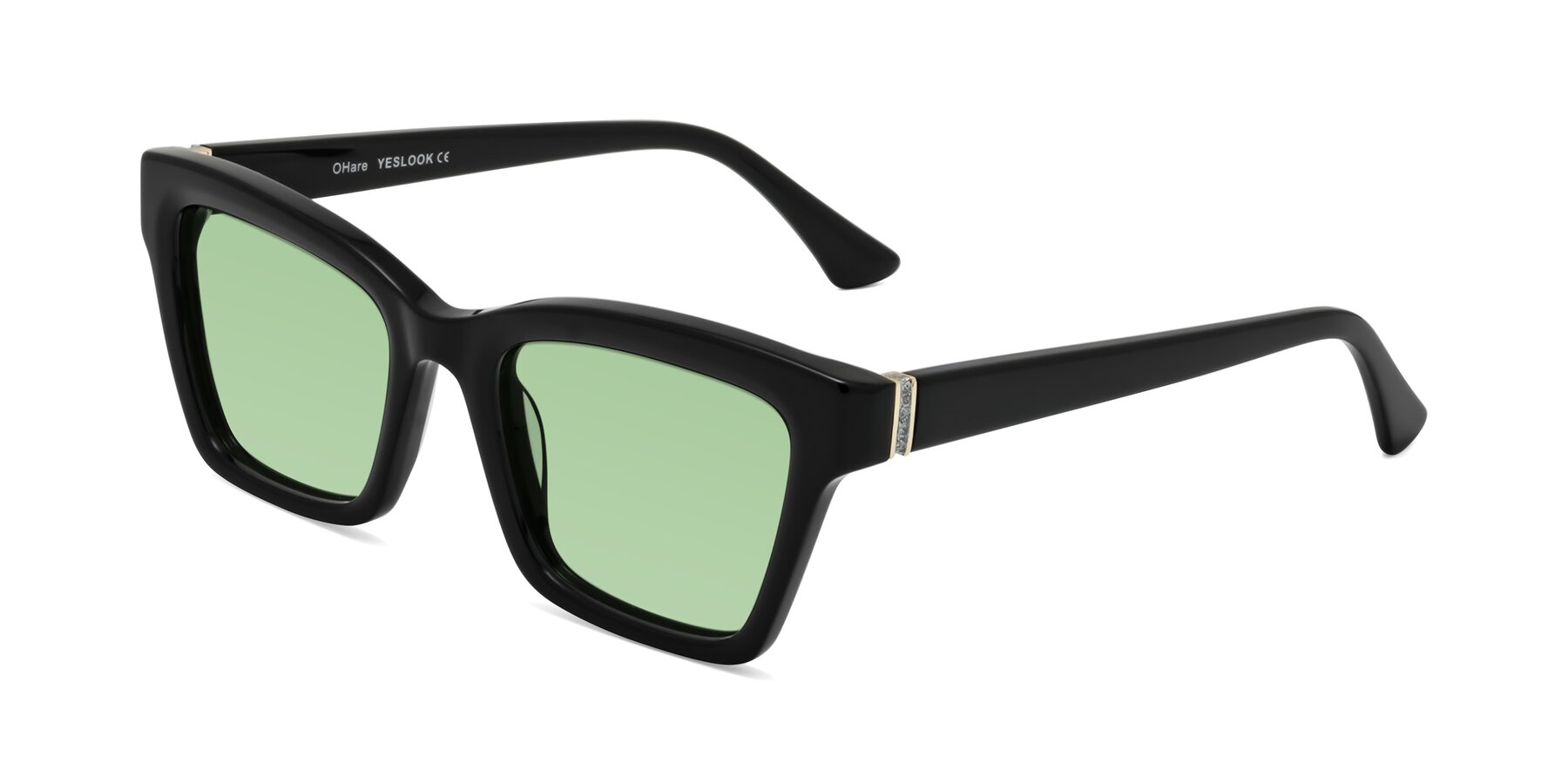 Angle of OHare in Black with Medium Green Tinted Lenses