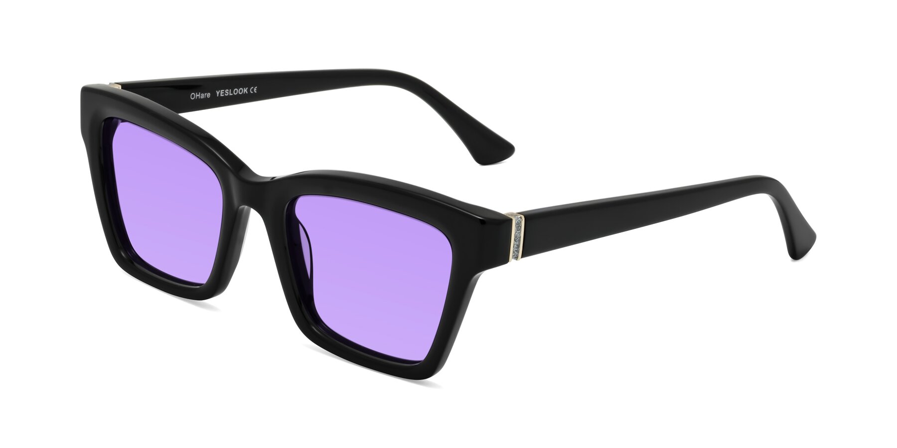 Angle of OHare in Black with Medium Purple Tinted Lenses
