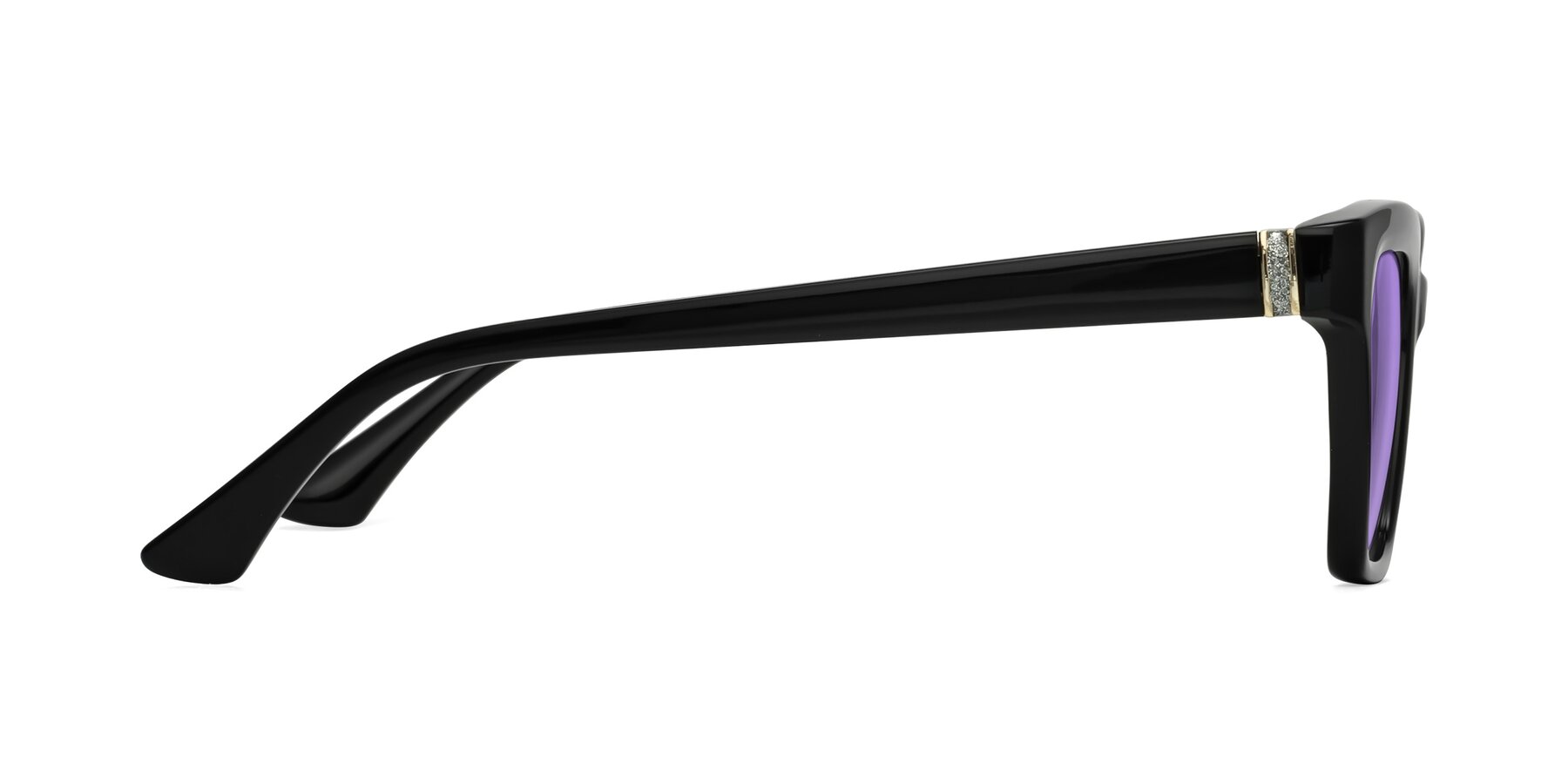Side of OHare in Black with Medium Purple Tinted Lenses