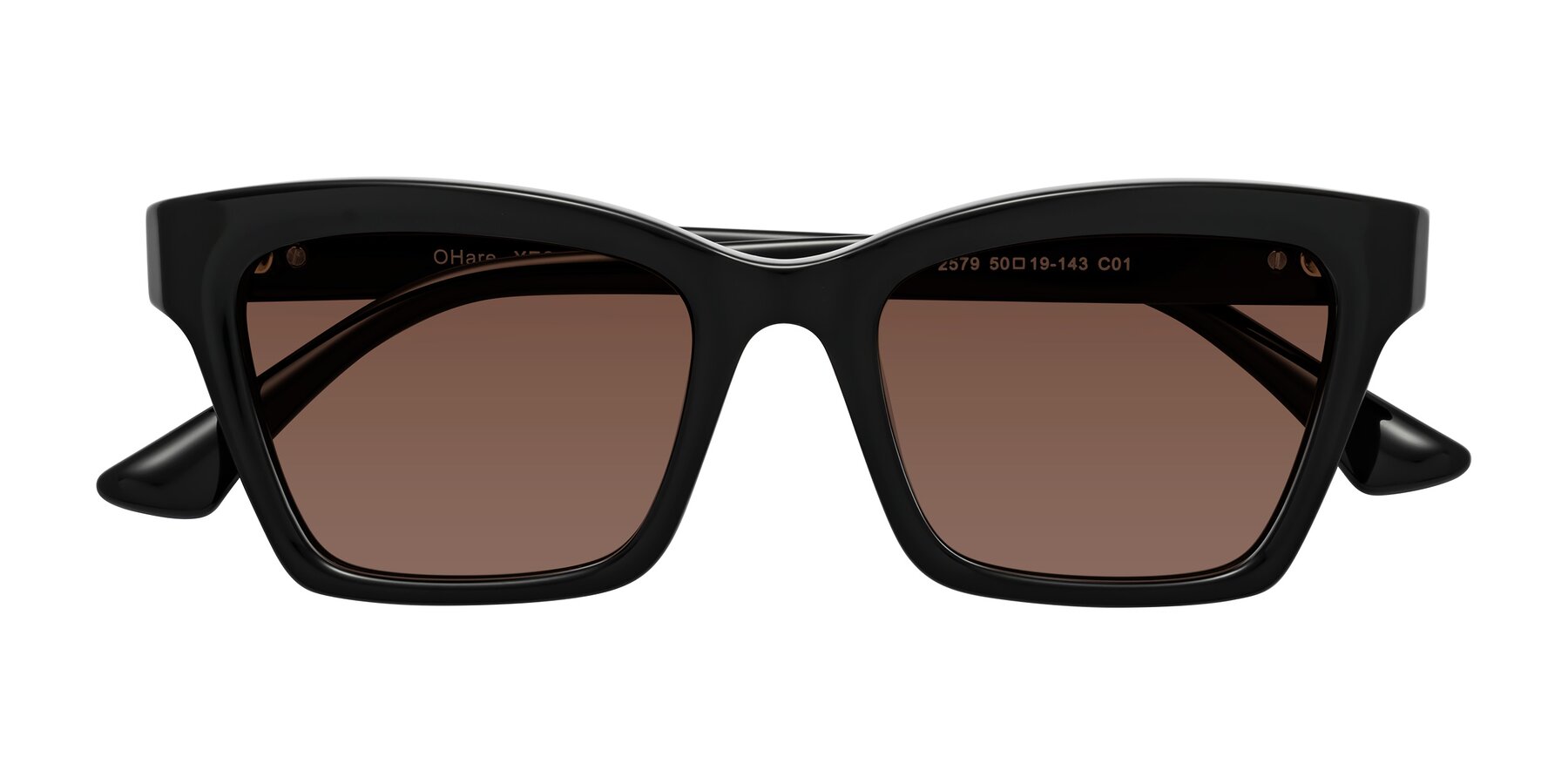 Folded Front of OHare in Black with Brown Tinted Lenses