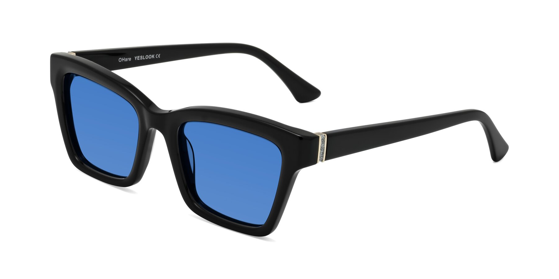 Angle of OHare in Black with Blue Tinted Lenses