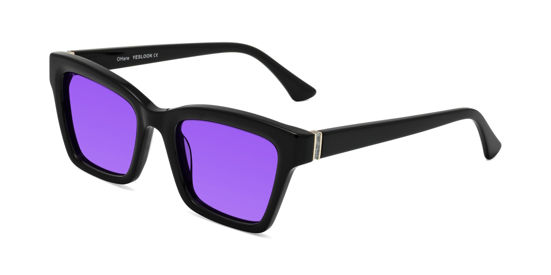 Angle of OHare in Black with Purple Tinted Lenses