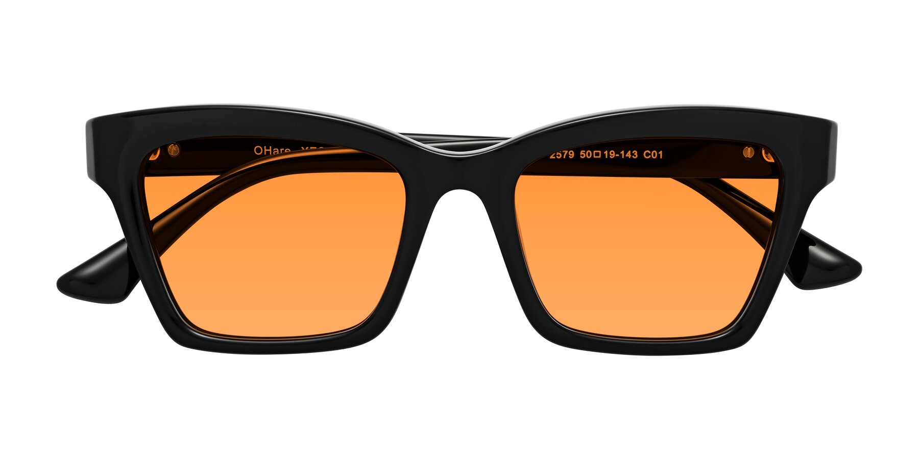 Folded Front of OHare in Black with Orange Tinted Lenses