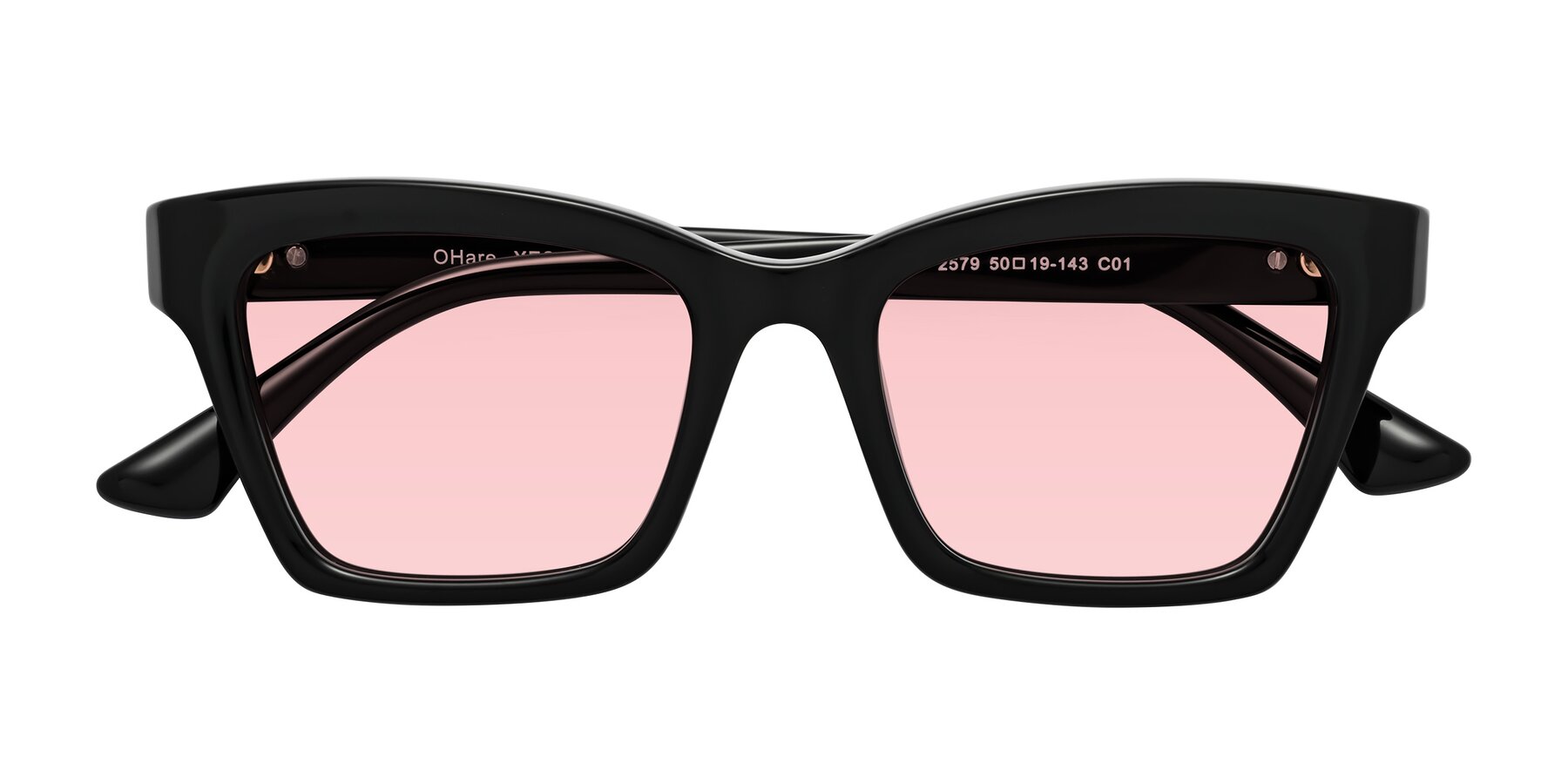 Folded Front of OHare in Black with Light Garnet Tinted Lenses