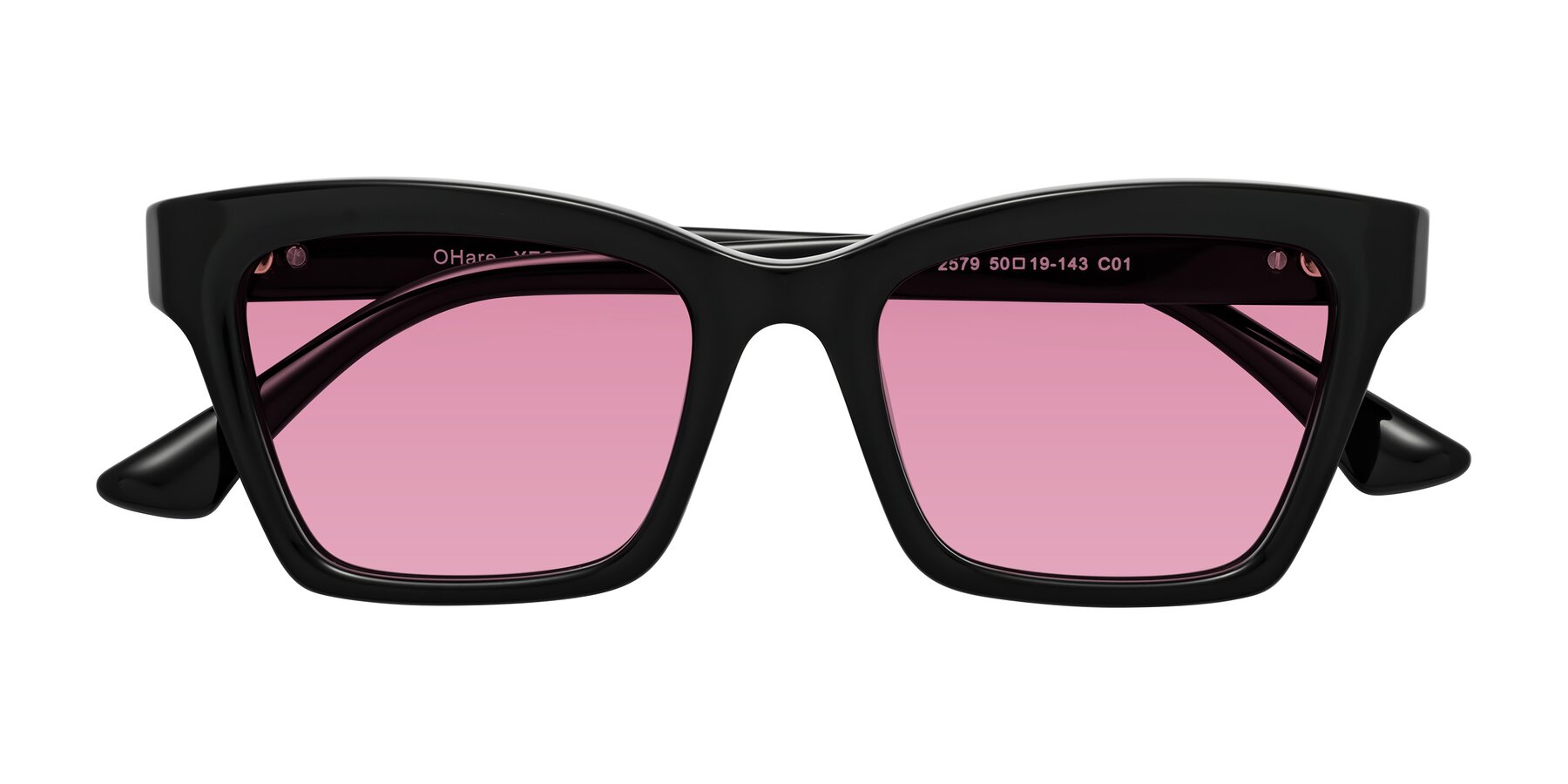 Folded Front of OHare in Black with Medium Wine Tinted Lenses