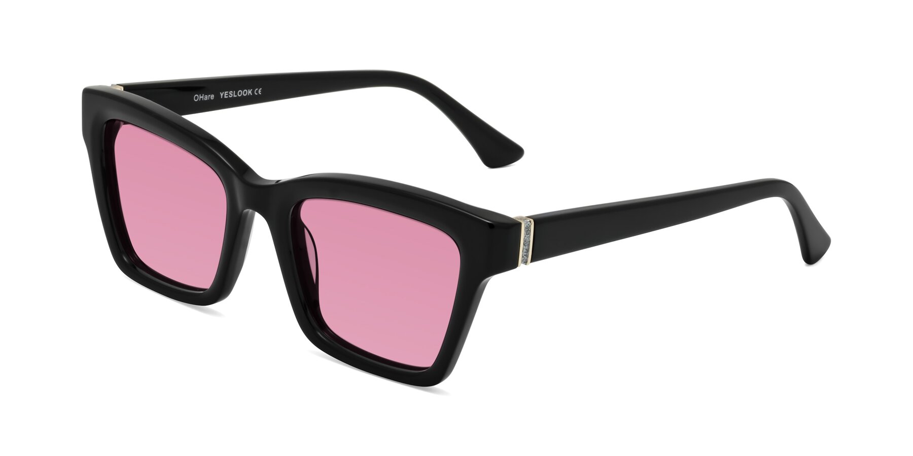 Angle of OHare in Black with Medium Wine Tinted Lenses