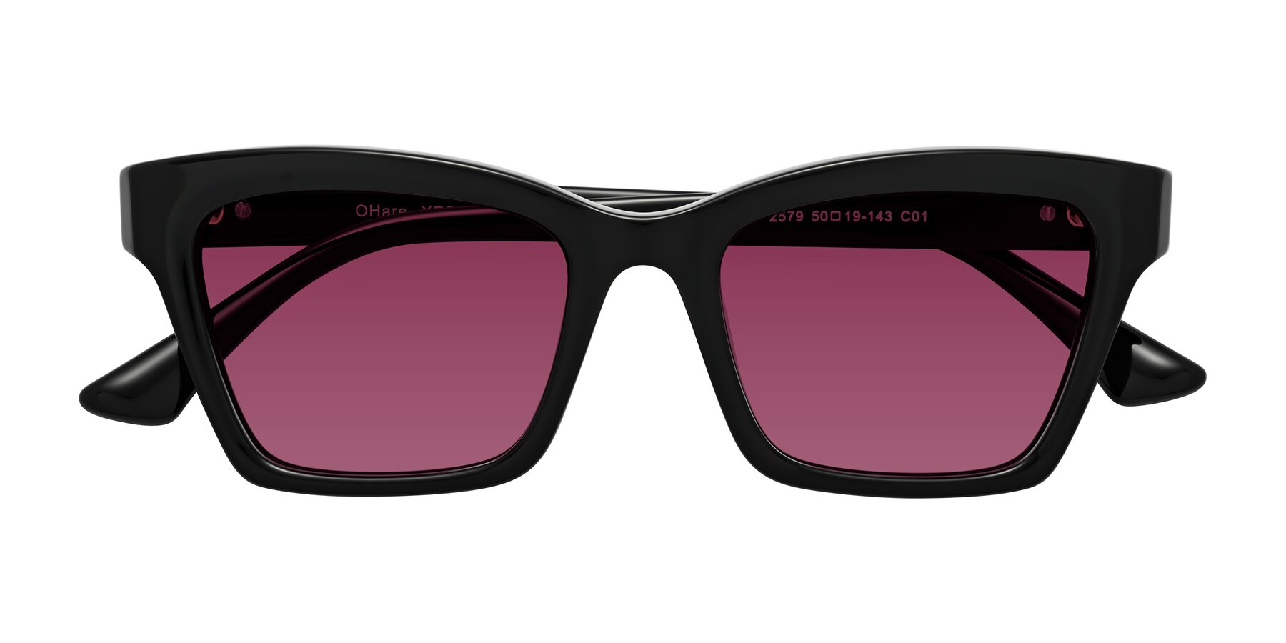 Folded Front of OHare in Black with Wine Tinted Lenses