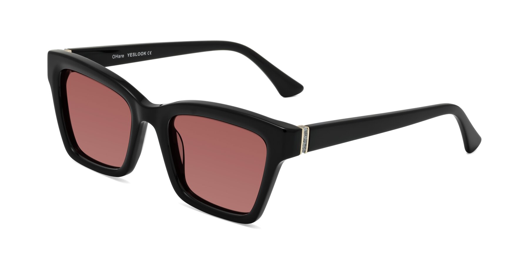Angle of OHare in Black with Garnet Tinted Lenses