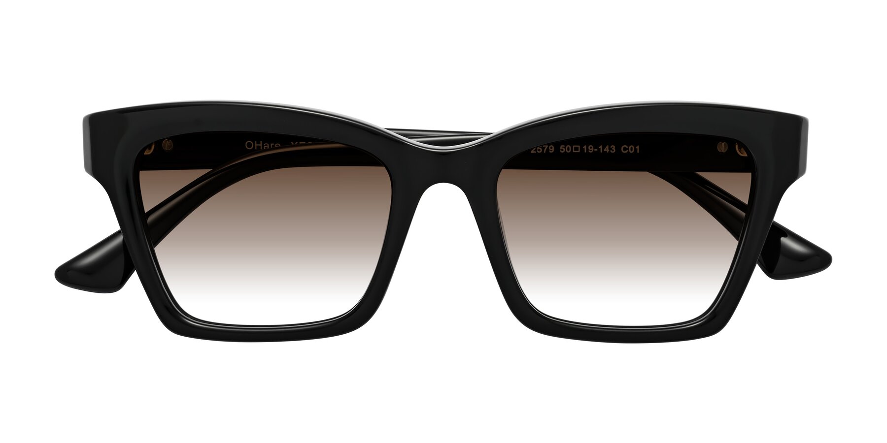 Folded Front of OHare in Black with Brown Gradient Lenses