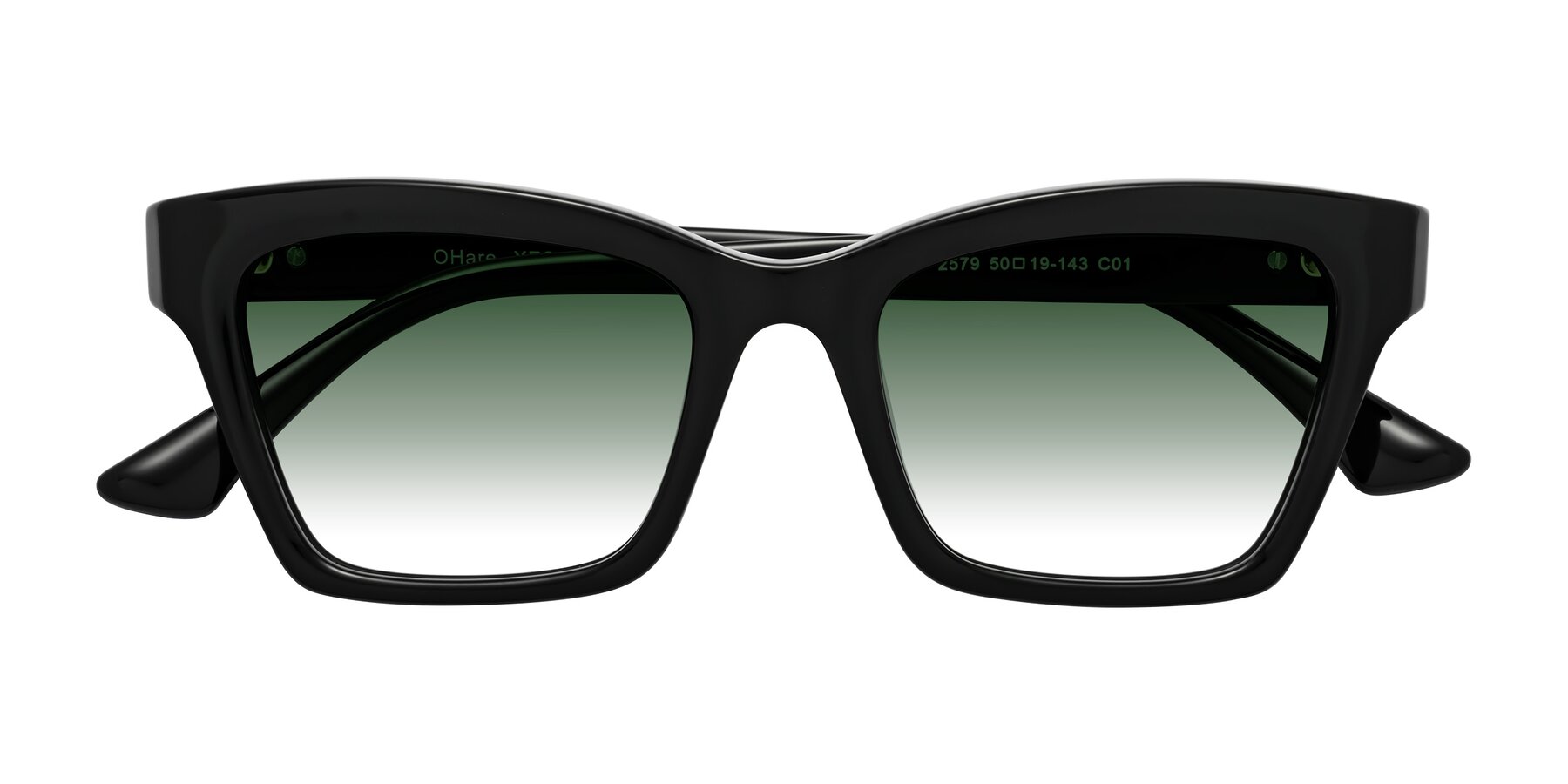 Folded Front of OHare in Black with Green Gradient Lenses