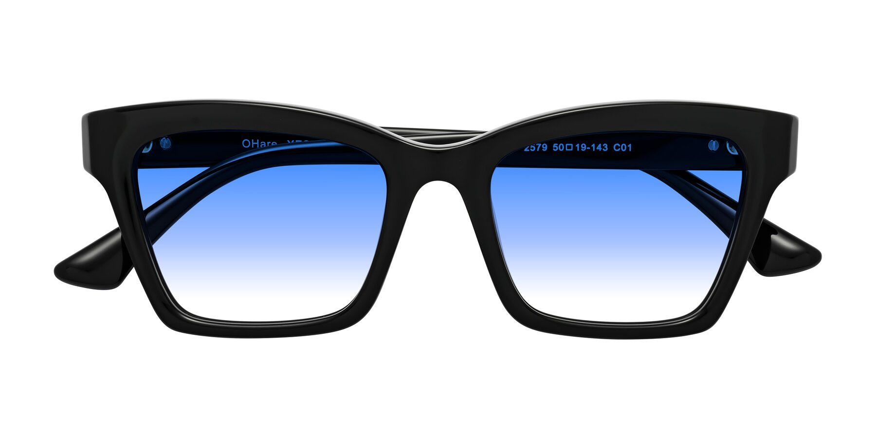Folded Front of OHare in Black with Blue Gradient Lenses