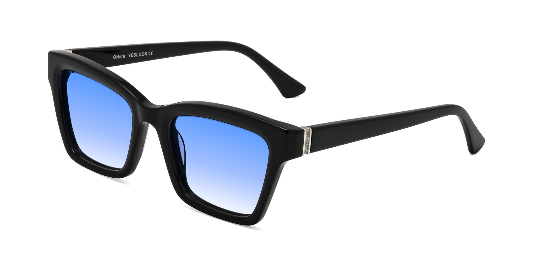 Angle of OHare in Black with Blue Gradient Lenses
