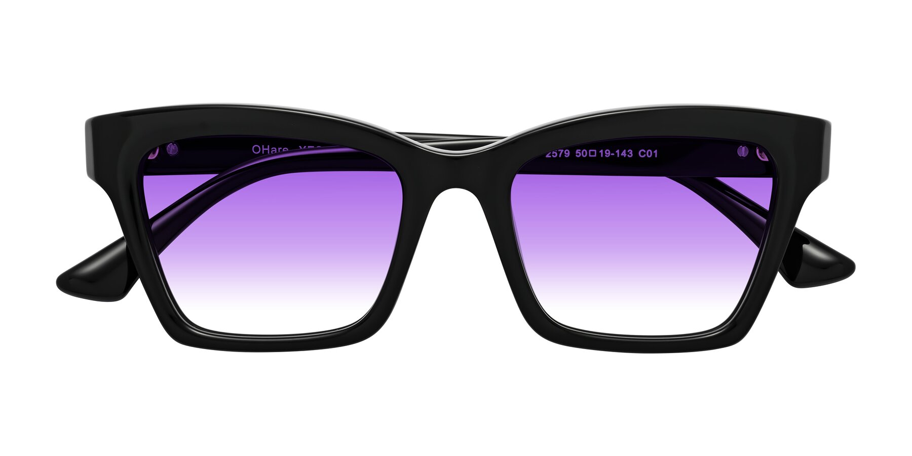 Folded Front of OHare in Black with Purple Gradient Lenses