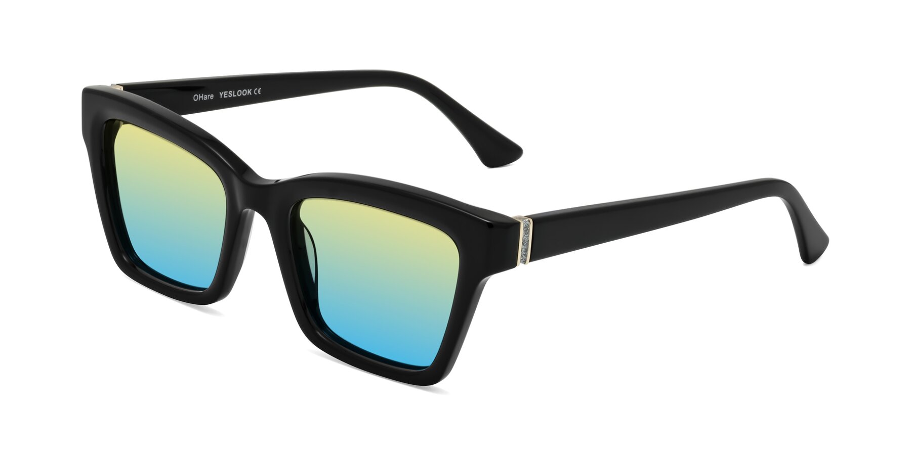 Angle of OHare in Black with Yellow / Blue Gradient Lenses