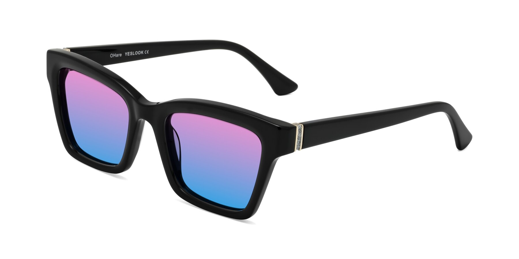 Angle of OHare in Black with Pink / Blue Gradient Lenses