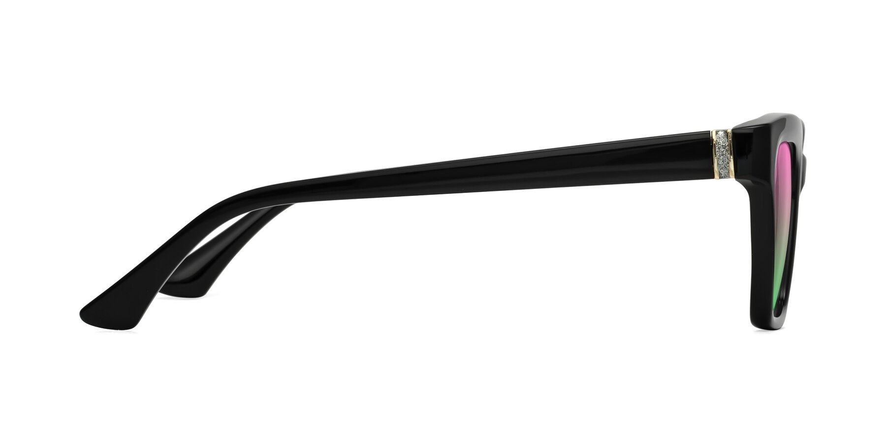 Side of OHare in Black with Pink / Green Gradient Lenses