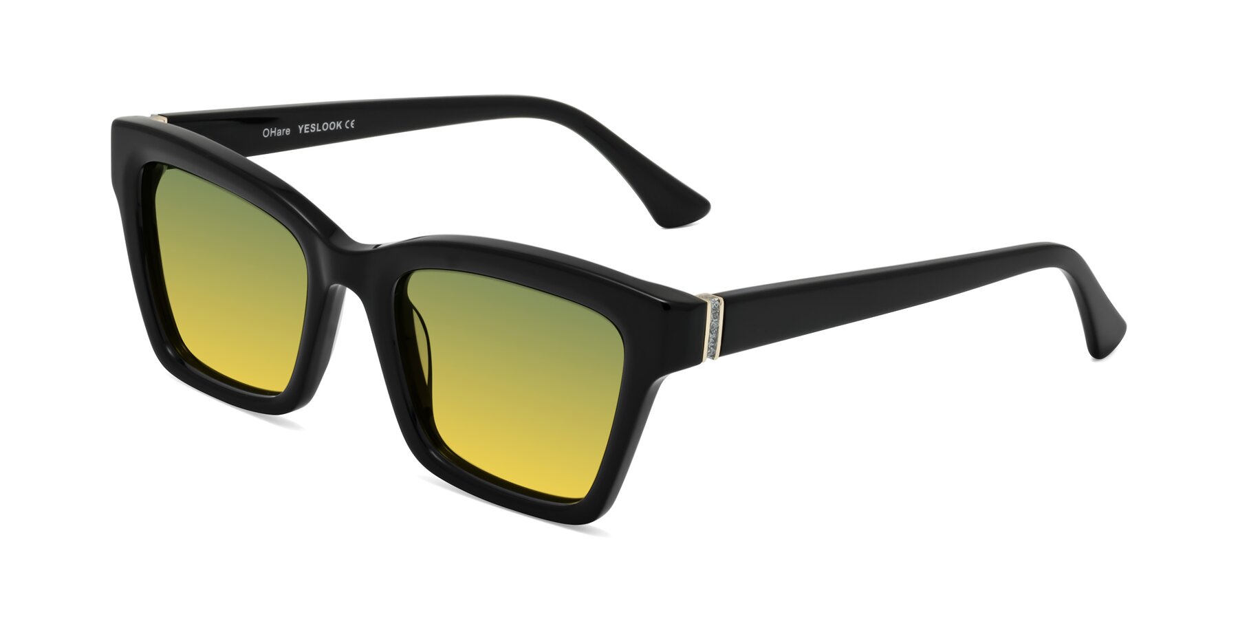 Angle of OHare in Black with Green / Yellow Gradient Lenses